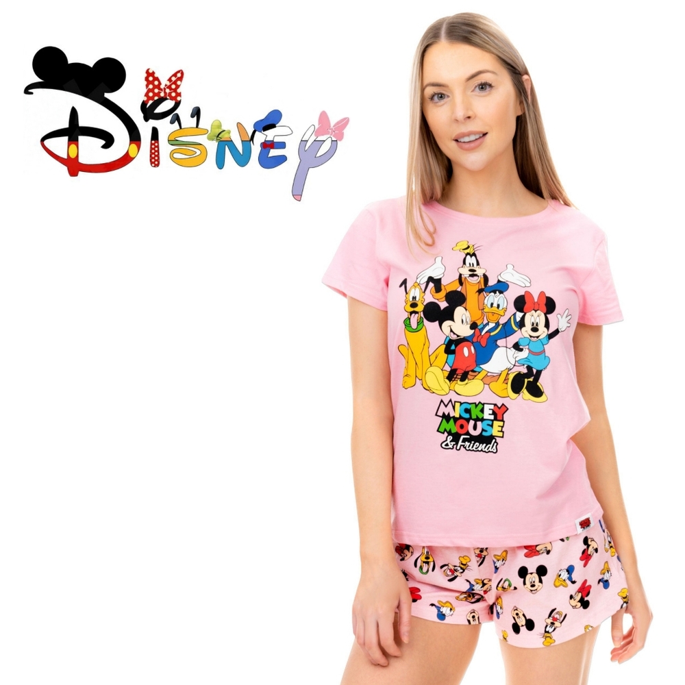 NEW Disney Women's Mickey Minnie Mouse and Friends Pink Pajama Short Set Size Sm